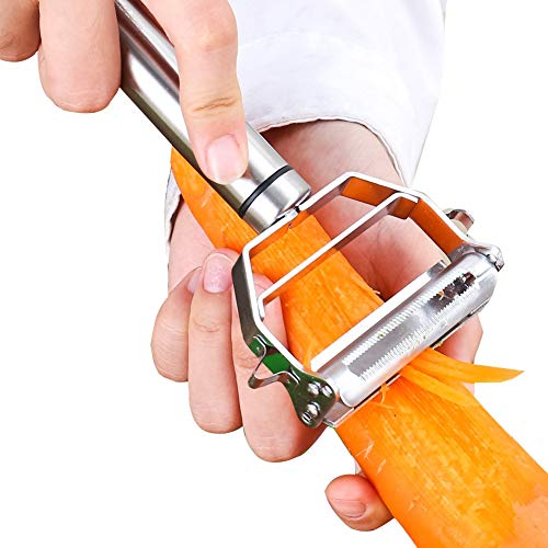 Image of Vegetable Peeler，Stainless Steel 2 in 1 Julienne Vegetable Peeler Perfect for Carrot Potato Melon Gadget Vegetable Fruit