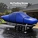 Fonzier Boat Cover 20-22ft, Heavy Duty 1400D Middle Reinforced Waterproof Polyester Canvas, Trailerable Boat Cover with Fast Drainage Kits Fit 20-22ft V-Hull/Tri-Hull/Runabout/Bass Boat, Blue