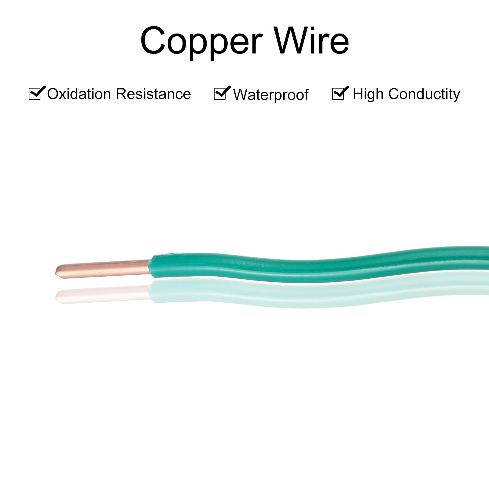 QUARKZMAN 200 Fuß Elektrischer Draht Isoliert Fester Kupfer 14AWG Anschlusskabel THHN Draht Wohnbereich Industrie Erdung Elektrisch Bewertet Für 600 Volt UL Gelistet Grün