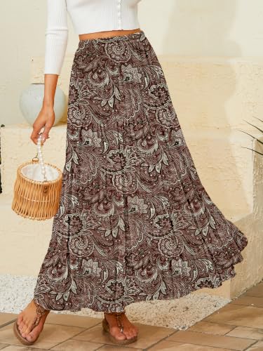 Image of NASHALYLY Women's Chiffon Elastic High Waist Pleated A-Line Flared Maxi Skirts