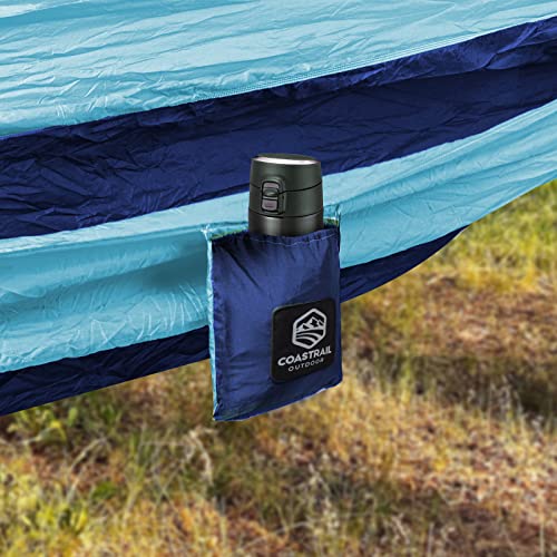 Coastrail Outdoor Deluxe Portable Hammock Compact 1-Person 108"*54" Hammock Multi-Purpose Indoor/Outdoor- Hammock Kit With Tree Straps And Carabiners, Blue #TOP6