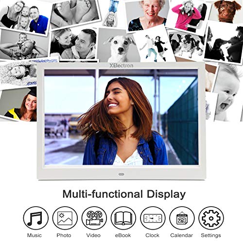 Image of XElectron 15 inch LED Digital Photo Frame /Video Frame with 1280 * 800, 1080P Support Resolution, Plays Images, Video & Music, USB /SD Card Slot, with Remote (15 inch, White)