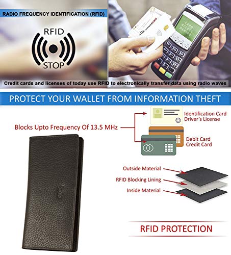 Image of RFID Blocking Mens Genuine leather Bifold Long Wallet