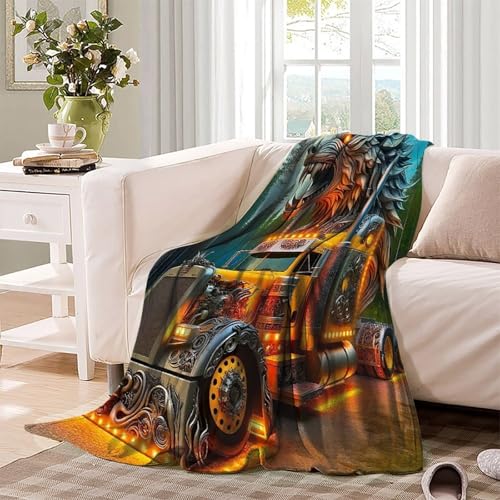 Couverture lit microfibre chaude et douce imprimée 3D camion