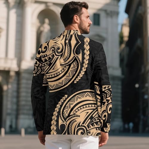 Polynesian Mens Casual Sport Coat Blazer Lightweight One Button Suit Jackets3