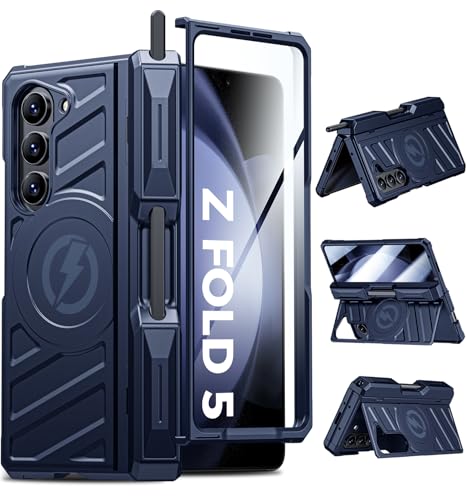 LEIAU Professional Heavy-Duty Case for Galaxy-Fold-5: 360° Full-Body Protection with Hinge Cover, Magnetic Kickstand & S Pen Holder | Magsafe Compatible | for Samsung z fold 5 5G（2023）