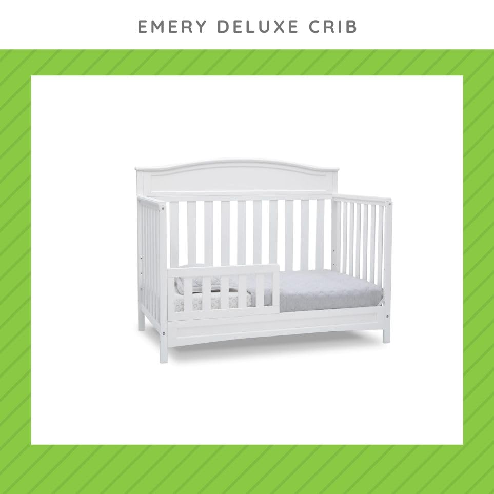 Image of Toddler Bed Safety Guard Rail Compatible with Delta Children Convertible Cribs - Solid Wood Rail for Convertible Crib to Toddler Bed Conversion - Safety Guard Rail (Bianca White - 130, #0094)