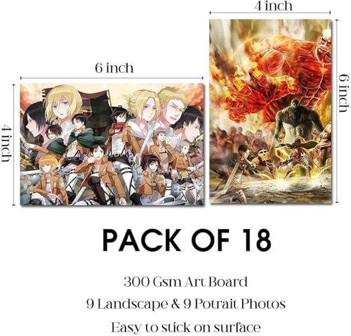 Image of ATEVON Attack on Titan Wall Collage Kit - 18 Manga Posters (6x4 Inch) | Aesthetic Anime Room Decor Featuring Eren, Mikasa, Armin & Levi