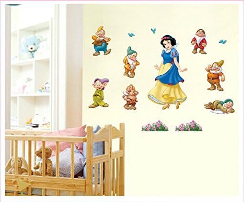 Wall Sticker Decal Snow White and The Seven Dwarfs Kids Room Decor Mural Nursery Daycare and Kindergarten DIY Self Adhesive Removable 10 x 17 Inch