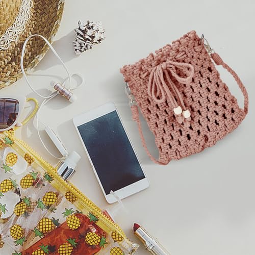 FREEBLOSS 2 conjuntos de bolsas de macramê marrom kit de fabricação de bolsa de macramê faça você me