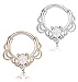 ORAZIO 2PCS 16G Stainless Steel Nose Ring Septum Hoop Opal Body Piercing Clicker Ring