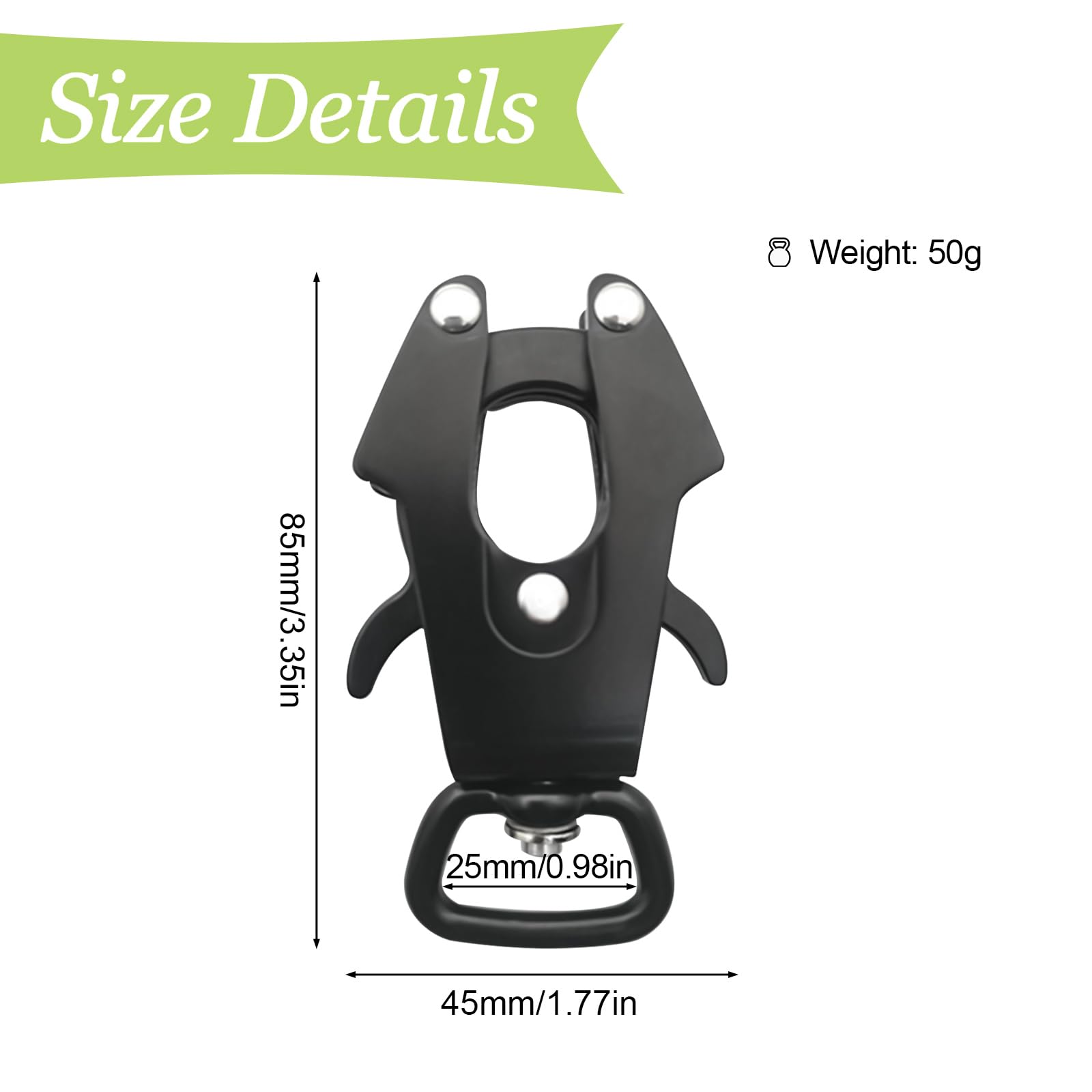 Frog Clip 2 Pack Espace Verrouillage en Aluminium Boucle de Laisse de Chien Boucle rotative à libération Rapide Boucle de chaîne de Chien résistant à la Rouille,Dia 25mm