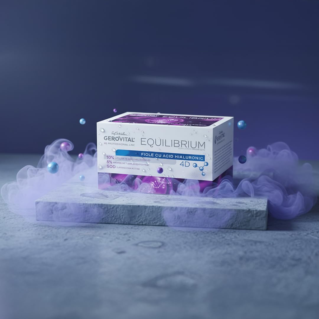 Gerovital H3 Equilibrium Ampollas Ácido Hialurónico 10% 4D + Argireline 5% – Sérum Antiedad Efecto Relleno, Hidratación Profunda, Piel Madura, Mujeres Hombres, 20 × 2 ml