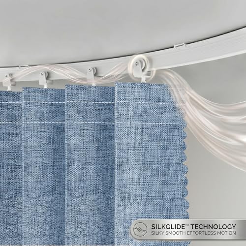 Image of JILRON Accordion Partition Curtain with Ceiling Track - Space-Saving Room Divider, Tool-Free Installation(Blue 180 inch W x 84 inch L-Pack of 1)