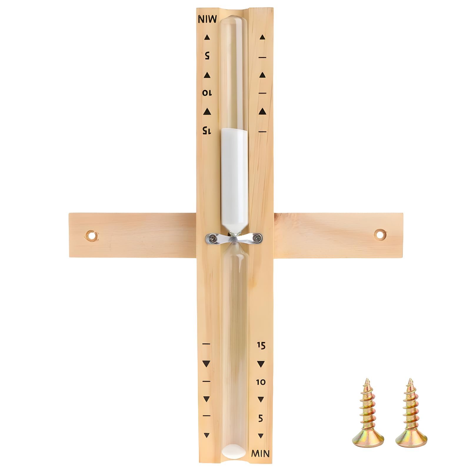 Sablier pour Sauna 15 Minutes en Bois Naturel - Minuterie de Sauna Analogique, Montage Mural avec Vis en Acier Inoxydable, Accessoire de Sauna Rotatif et Résistant à la Chaleur, Idéal pour Relaxation