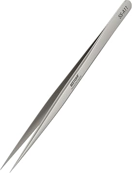 Precision Tweezers, Non-Magnetic Tweezers, 302 Stainless Steel Fine Tip Straight Long Tweezers for Craft, Electronics, Jewelry-Making, Industrial Tweezers HRC4045 Long