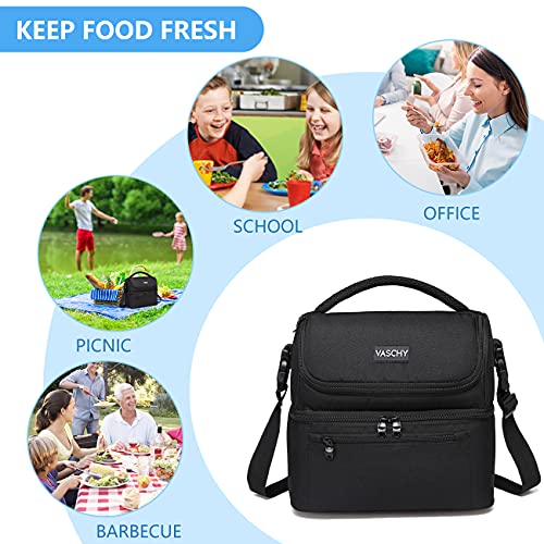 Bolsa Térmica à Prova de Vazamento com Compartimento Duplo - Preta, VASCHY
