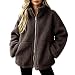Fleecejacke Damen Kuschelige Jacke Übergangsjacke Ohne Kapuze Skianzug Damen-Jacken Westen Winter Teddy Lang Jacken Fleece Jacket Dünne Funktionsjacke Winterjacke Teenager Mädchen Kleidung,Kaffee,XXL