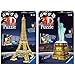 Ravensburger 3D Puzzle Eiffelturm bei Nacht mit 216 Teilen, für Kinder und Erwachsene & 3D Puzzle Freiheitsstatue bei Nacht, für Kinder und Erwachsene, Wahrzeichen von New York im Miniatur-Format