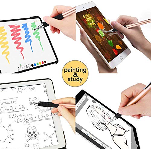Mixoo 2-in-1 Precision Disc & Fiber Stylus with Replaceable Tips for Capacitive Touch Screen Devices (Black/Rose Gold) - Thumbnail 6