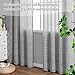 MYSKY HOME Gardinen mit Ösen Vorhänge Wohnzimmer Voile Vorhang Modern Gardine 2er Set Schlafzimmer Weiss Gestreift Muster Vorhang Halbtransparent Streifen H 225 x B 140, Dunkelgrau.