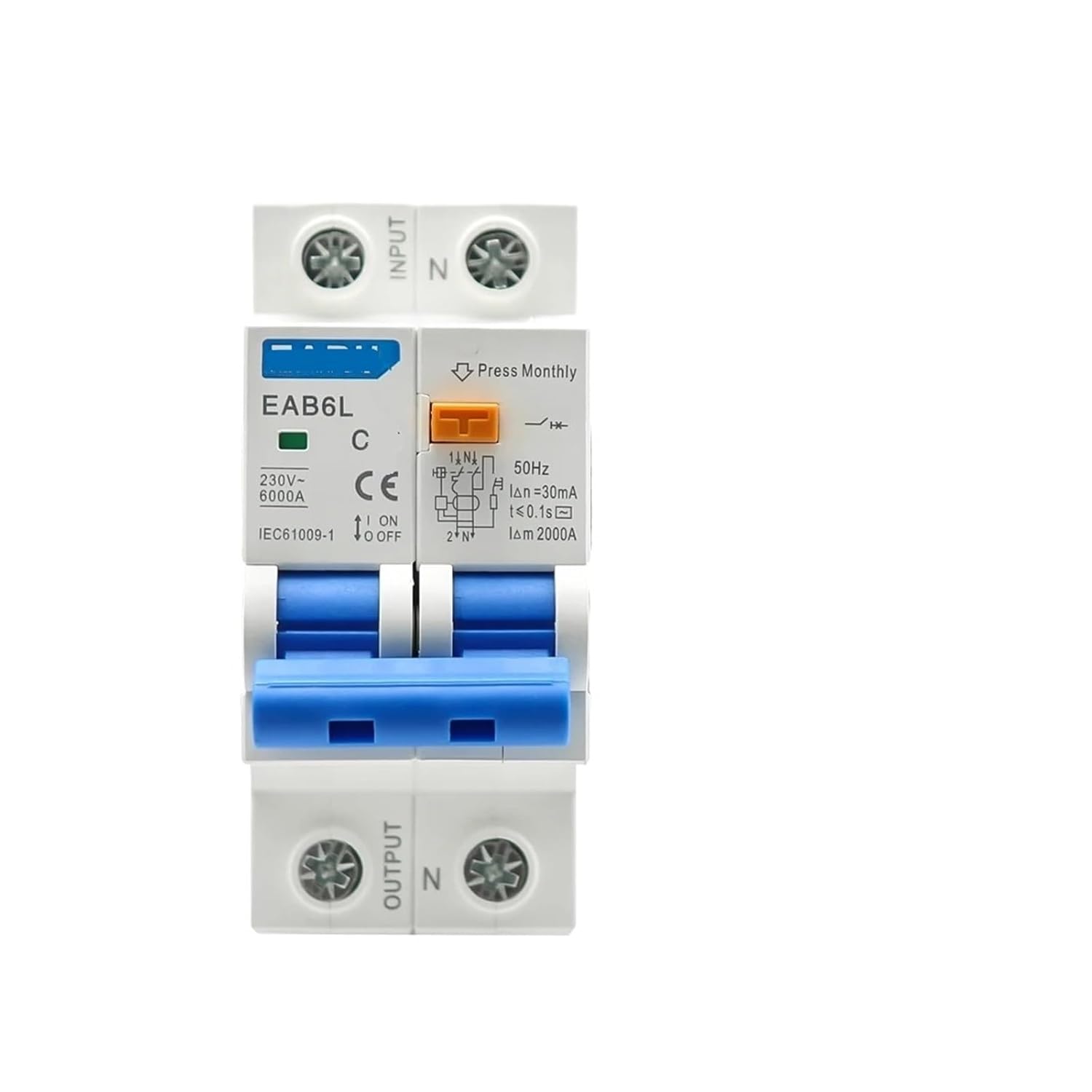 AC230V Leakage Protector Overload Short Circuit Protection 2P 4P 30mA Residual Current Circuit Breaker Switch(2P,20A)
