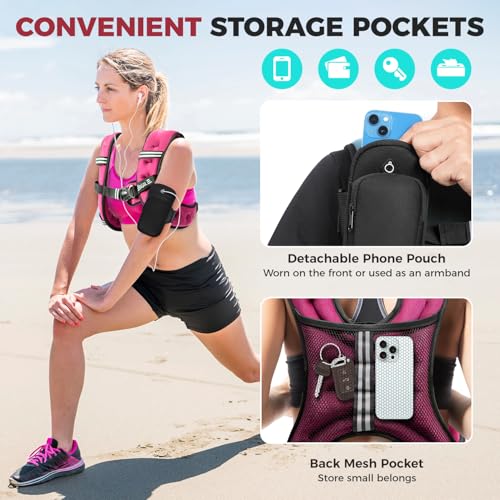BAGAIL Comfort-Fit Weighted Vest for Woman, Even Weight Distribution, Faster Weight Loss, No-Chafe or Bounce for Walking & Running with Detachable Phone Pouch & Reflective Stripes (Available 5-30lbs) by BAGAIL - Image 5