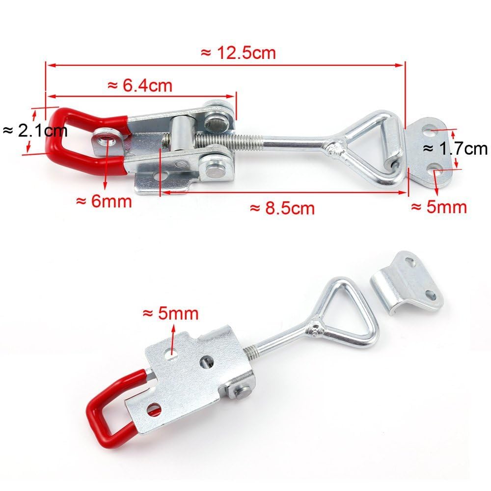 TANiCE 4 PCs Abrazadera de Palanca Ajustable Cierre de Palanca Aleación de Zinc Abrazadera Palanca Pestillo para Cajas de Herramientas, Puerta, Baúl, Gabinete, Armario