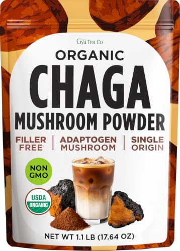 Organic Chaga Mushroom Powder [1.1 Lb Bulk Size] - Supports Immune & Antioxidant Defense - Great for Tea Coffee & Smoothies - Wild Harvested Non-GMO & Vegan Friendly