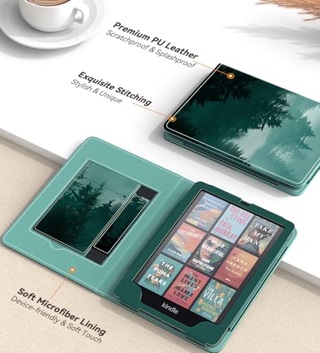 Image of MoKo Magnetic Case for 7 /6.8 inch Kindle Paperwhite 12th /11th Gen, Green Forest