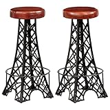  Homgoday Tabourets de Bar 2 pcs en Cuir Véritable Meubles de Jardin, Table et Chaises de Jardin Extérieur Set Model247659