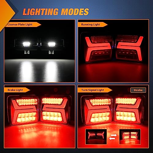 Image of Nilight Magnetic Trailer Towing Light Kit 2PCS 58LED Wireless Tow Rechargeable Rear Stop Turn Running Lights for 10-30V Trailers Trucks RVs Vans Boats