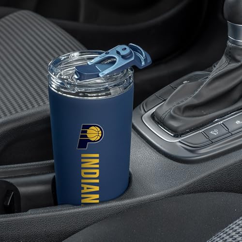 Image of Rico Industries NBA Basketball Indiana Pacers Navy 24oz Stainless Steel Tumbler with Lid and Dual Functioning Lid