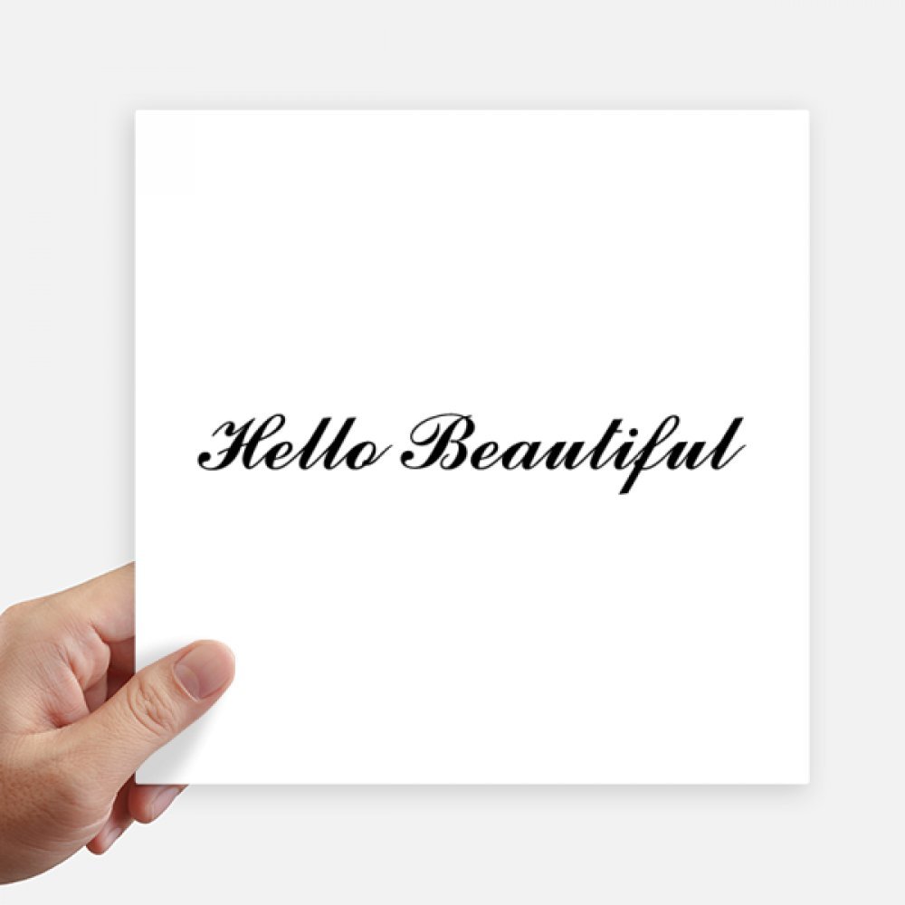 Decal autocollant carré Bonjour Belle 20cm x 20cm multicolore pour mur et ordinateur portable