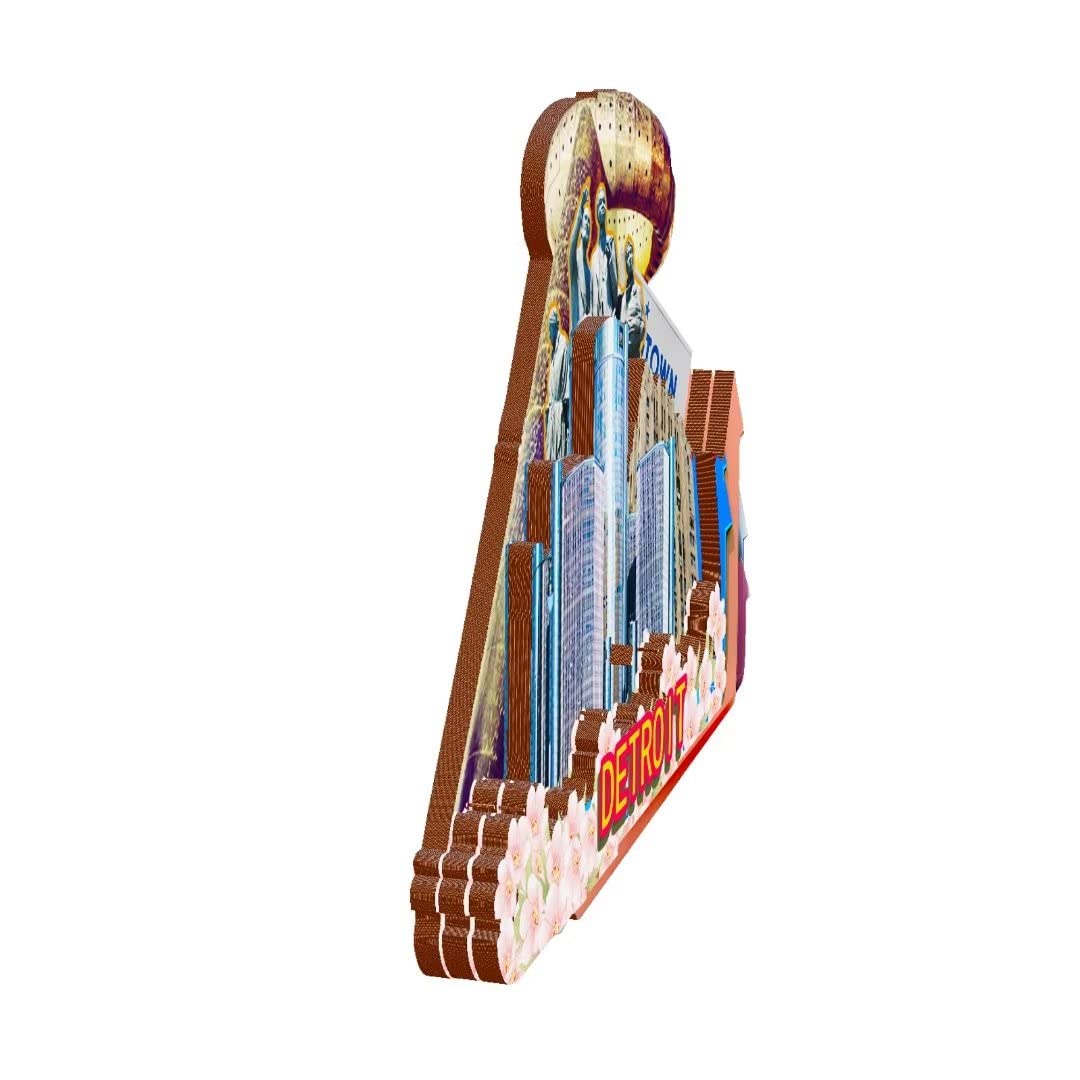 Calamita da frigorifero con Detroit Michigan USA America, collezione in legno 3D, realizzata a mano, souvenir da viaggio, decorazione per la casa, regalo -109