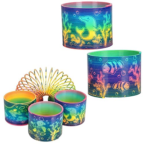 The Dreidel Company Aquatic Animal Print Coil Spring, Aquatic Print Coil Magic Springy Toy for Kids, Party Favor, Birthday Parties, Carnival Prizes, Goody Bag Filler, 3