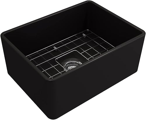 Miniatura 246 de BOCCHI Classico Farmhouse Delantal de arcilla refractaria delantera de 20 pulgadas. Fregadero de cocina de un solo tazón con rejilla inferior Café