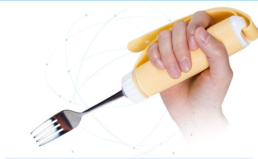 Kit de Tenedor y Cuchara fácil de sostener - Ayudas para Comer giratorias 360 ° - Utensilio Adaptable para Ancianos, Parkinson, Artritis, Accidente cerebrovascular y Agarre débil