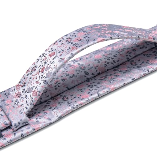 Image of Barry.Wang Flower Ties for Men Handkerchief Cufflinks Set Wedding Necktie Set Party