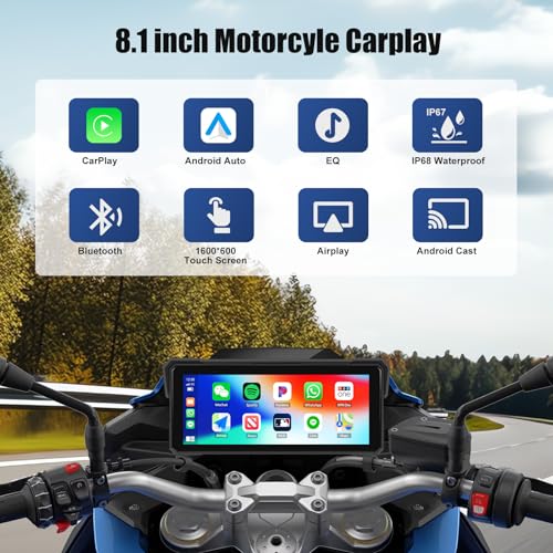 Image of Motorcycle GPS Navigation System with Wireless Carplay Android Auto 8.1 inch Moto CarPlay Screen with Dual Bluetooth, Navigation /Siri /G00gle Assistant Waterproof