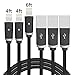Aimus Phone Charger Cable, 3Pack 4FT+4FT+6FT Cotton Braided Data Cable Line USB Charger Cable Gaming Charging Cable Cord Compatible with iPhone X/8/8 Plus/7/7 Plus/6/6s/5/5S, iPad and iPod-Black