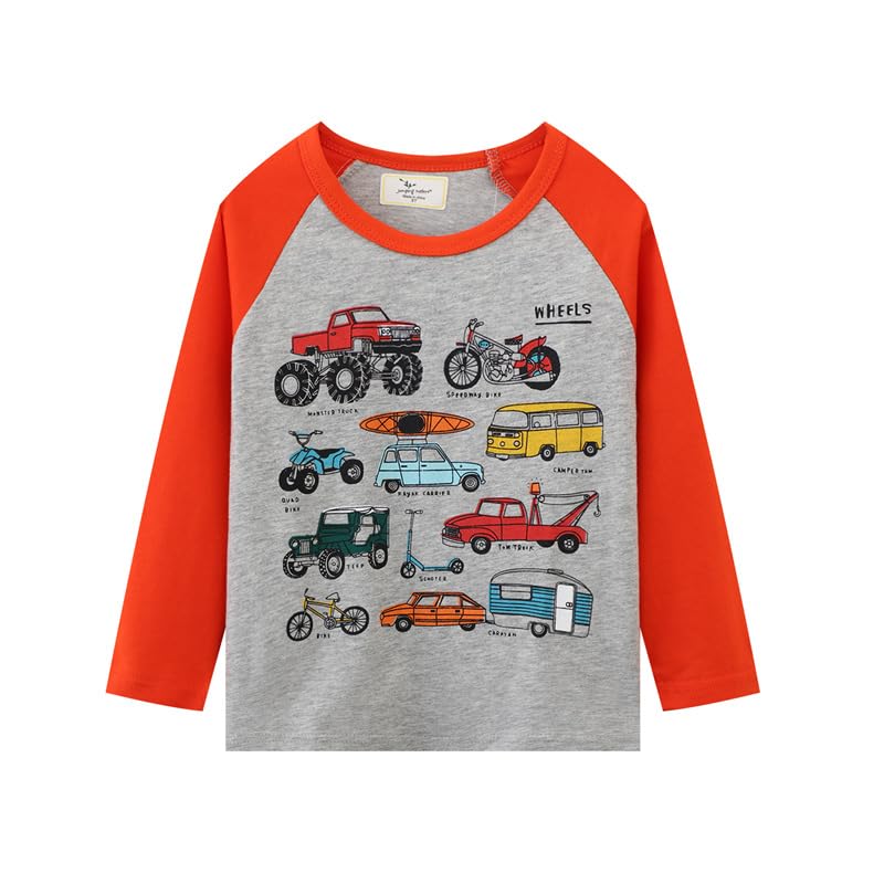 Toddler Boys Sweatshirts Cotton Round Neck Long Sleeve Sweater Cartoon Car Print Casual Autumn Pullover Top