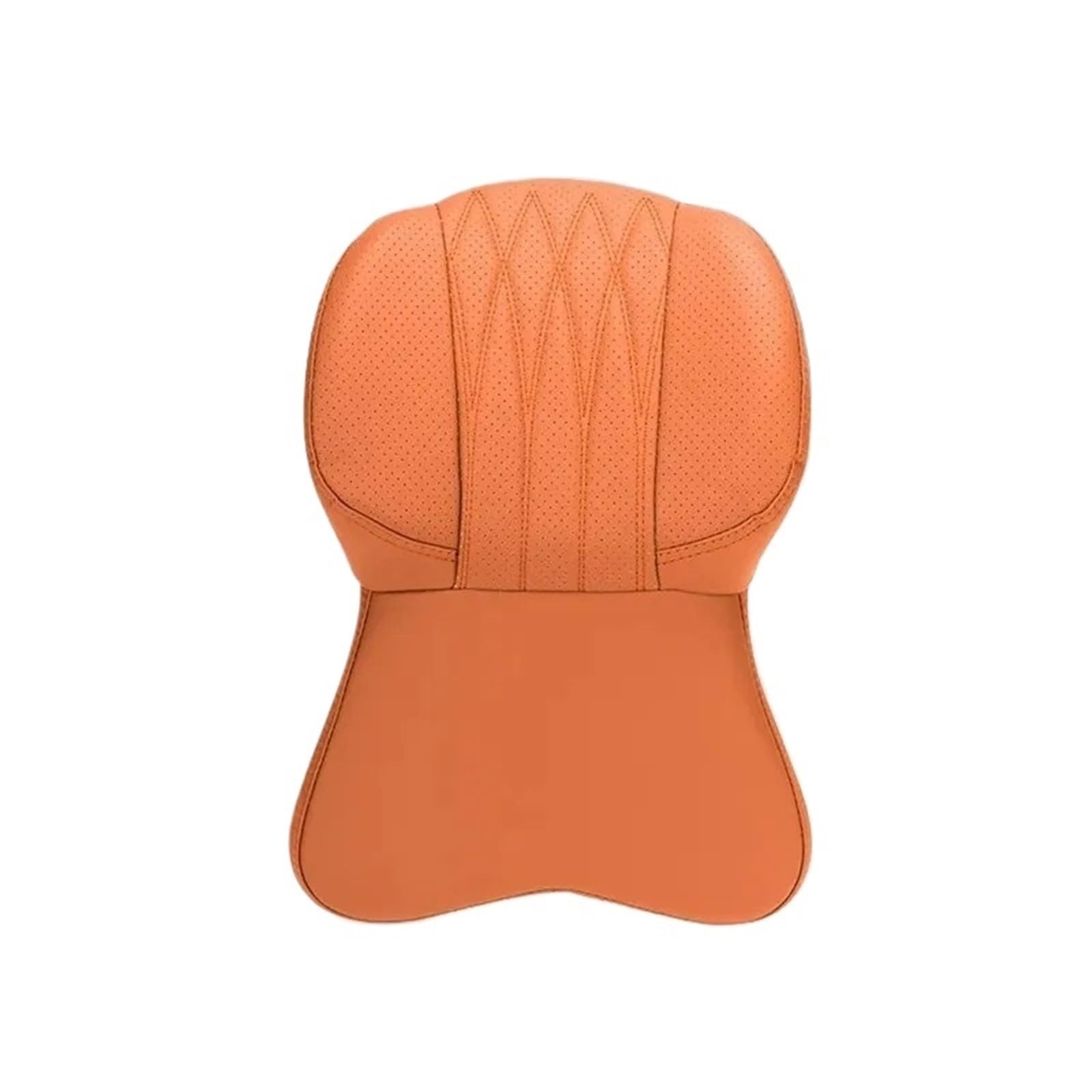 KAUWYEHD Car Seat Accessories Fit For BMW For Mercedes Nappa Leather Car Seat Cushion Lumbar Support Neck Pillow(Orange e)