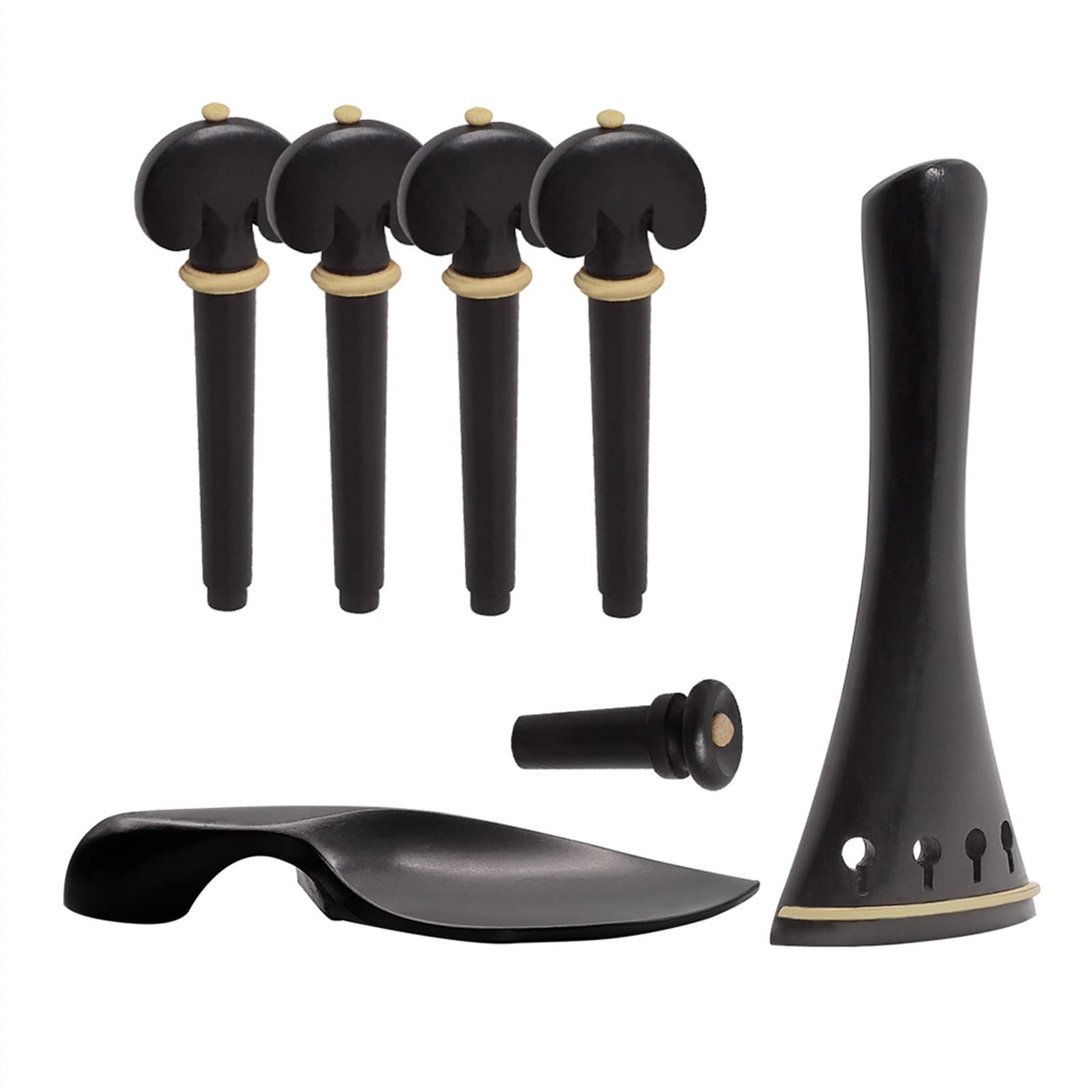 4/4 Ebano Strumenti di Accordatura Violino Set, Corda Violino Pioli Coda Chiodo Poggiaspalla Strumento Musicale Accessori Kit Parti di Violino