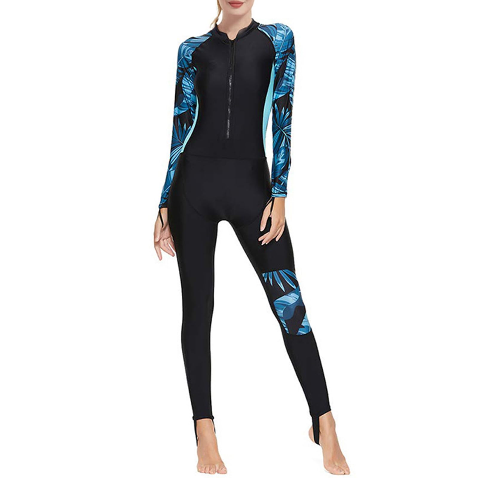 Traje de Baño Mujer Una Pieza Ropa de Surf Manga Larga con Cremallera para Mujer Moda Estampado Bañador Reductor Protectores contra Erupciones Trajes de Baño para Piscina Playa Surf Nadar