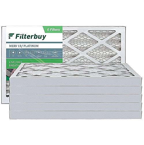 Filterbuy 16x24x2 Air Filter MERV 13, Pleated HVAC AC Furnace Filters (6-Pack, Platinum)