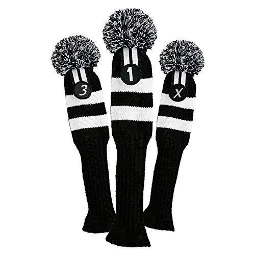 Hireko Sock Retro Head Cover Set (3-Pack), Black