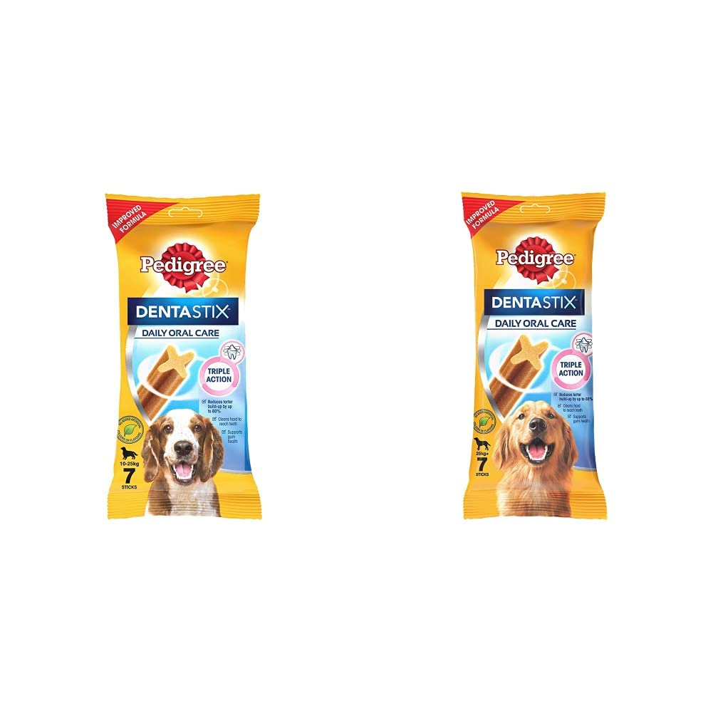 Pedigree Dentastix Medium Breed (10-25 Kg) Oral Care Dog Treat (Chew Sticks) (7 Sticks) 180G Weekly & Dentastix Large Breed (25 Kg+) Oral Care Dog Treat (Chew Sticks) (7 Sticks) 270G Weekly Pac (B08KVF143B) Amazon Price History, Amazon Price Tracker