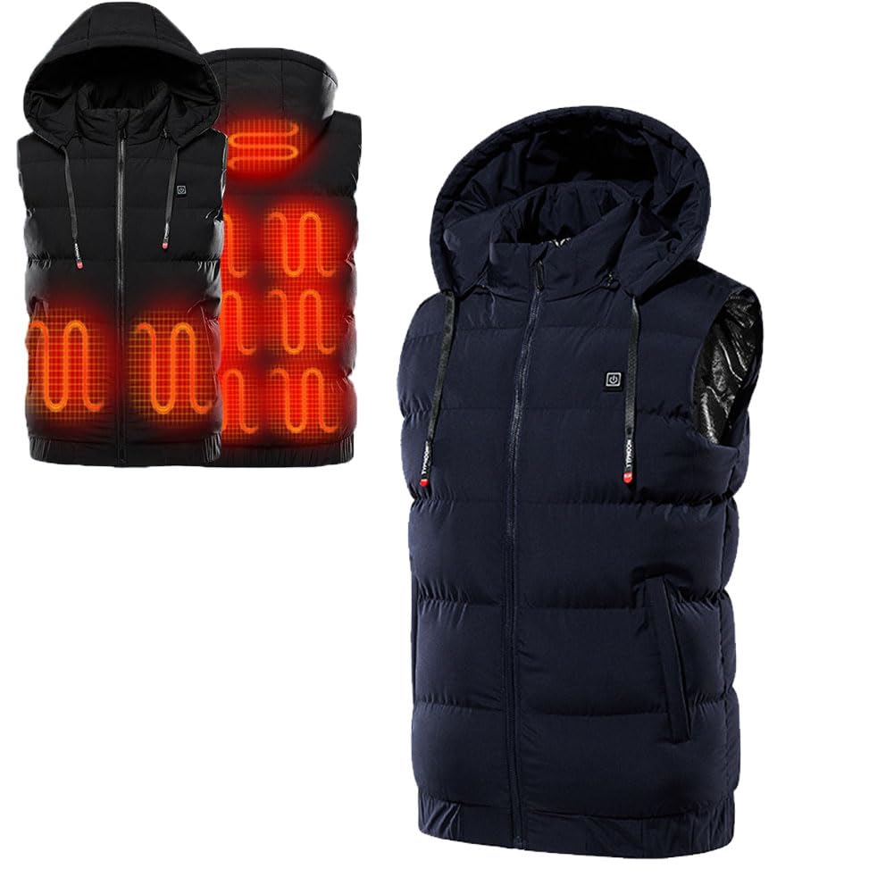 Gilet Riscaldato, Gilet Riscaldato da Uomo Controllo Temperatura a 3 Livelli Impermeabile e Lavabile in Lavatrice Maglia Riscaldante Uomini e Donne Navy Blue M