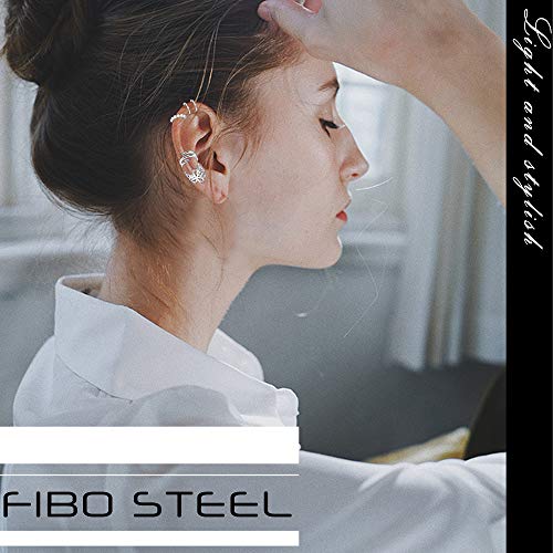 Fibo Steel 20Pcs Ear Cuffs Earrings Set For Women Non-Piercing Dainty Cartilage Ear Clip On Wrap Earring Set Adjustable Silver Plated #TOP1